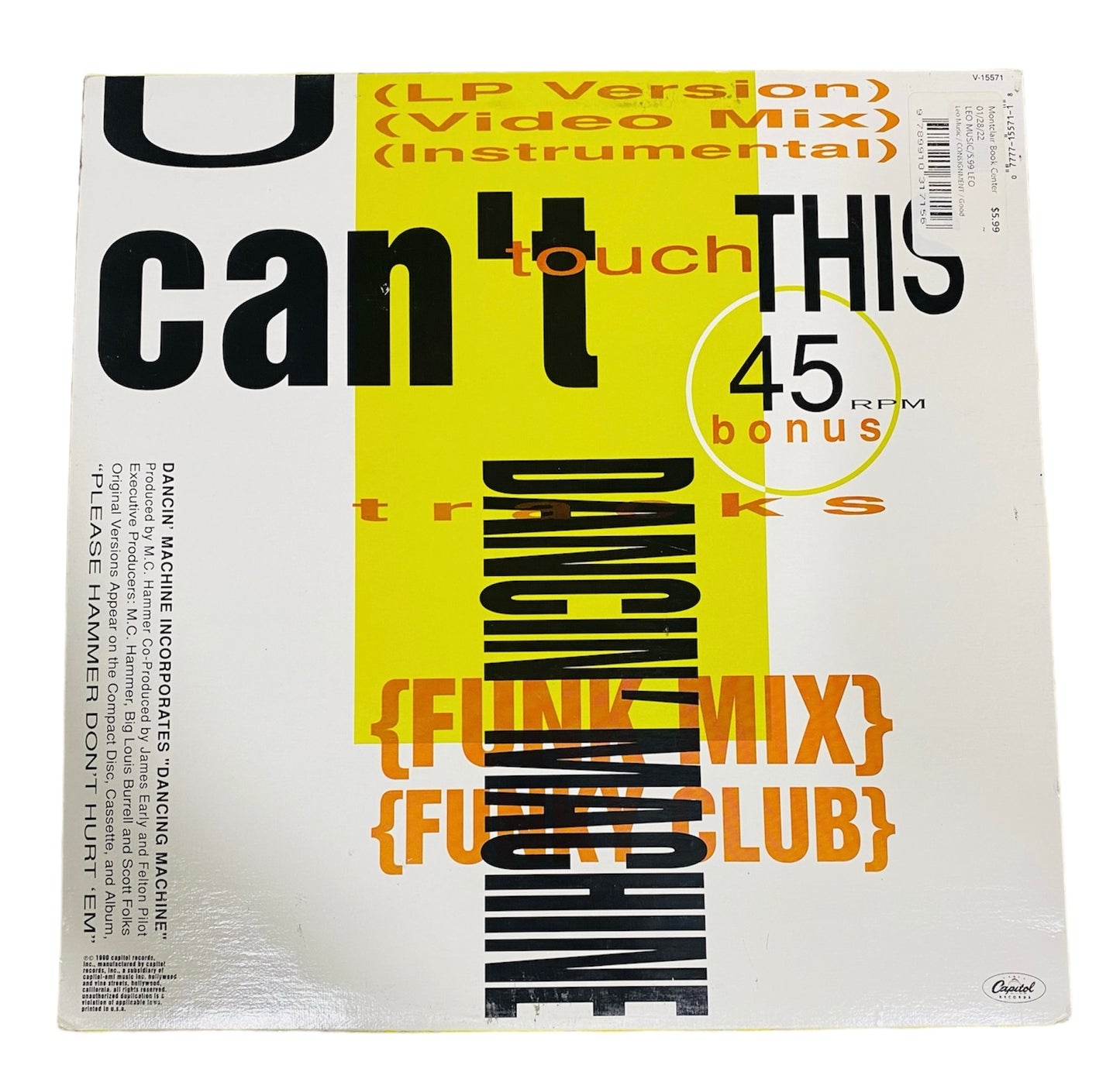 MC Hammer Can’t Touch This Vinyl