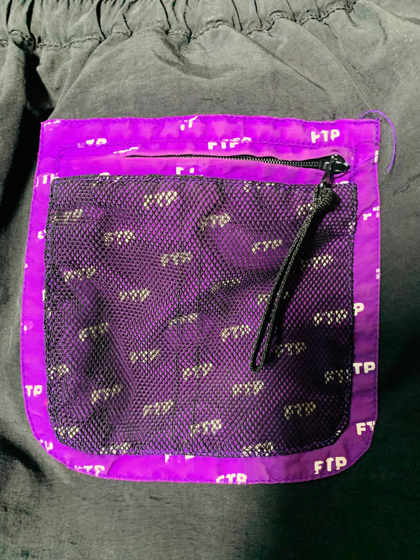 FTP Black Purple Nylon Pant (Sz L)