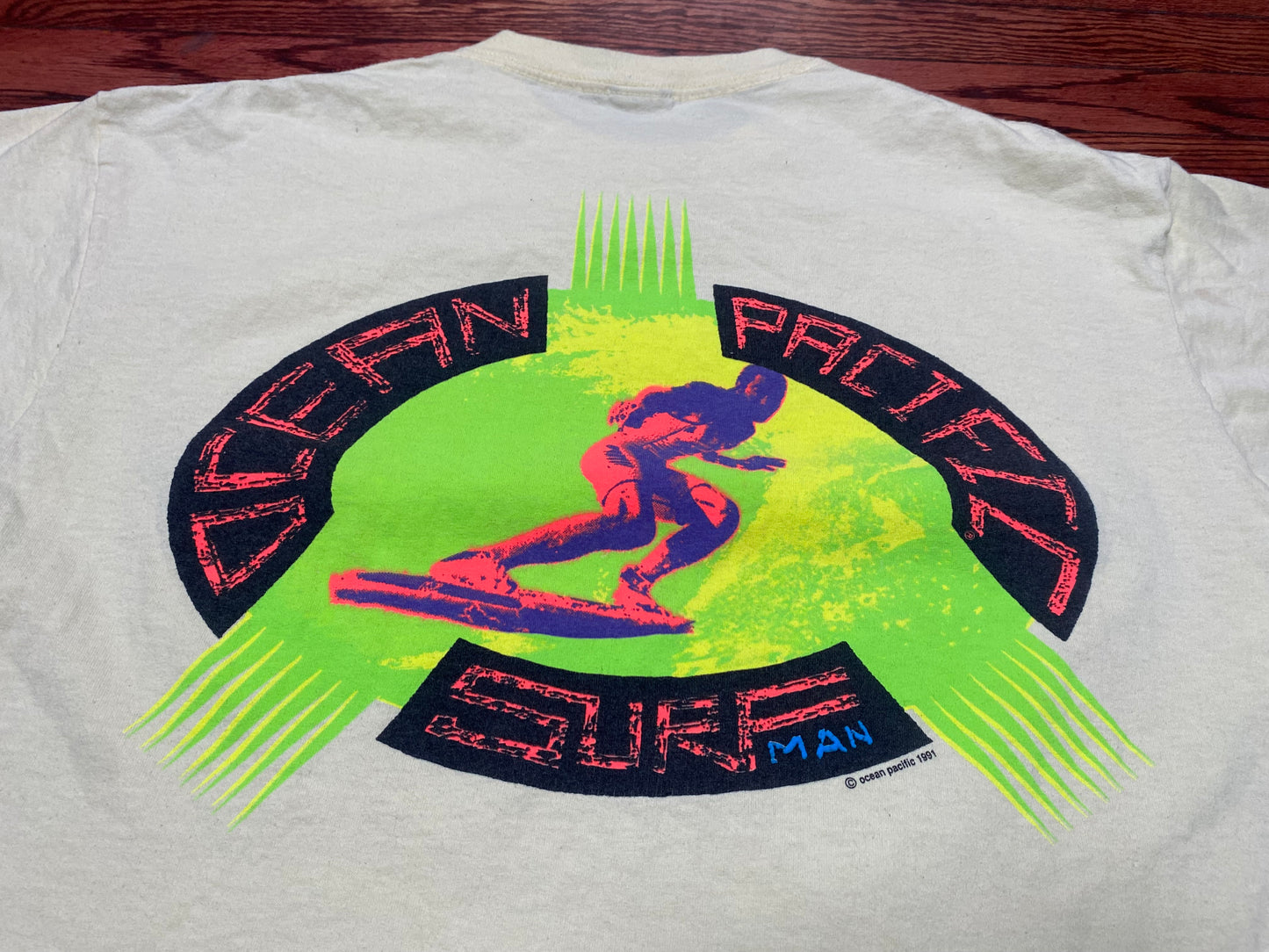 Vintage Pacific Surf Tee Neon (Sz XL)