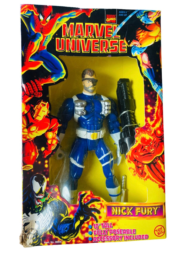 Toy Biz Marvel Universe Nick Fury 1998 10” Avengers Action Figure Vintage New