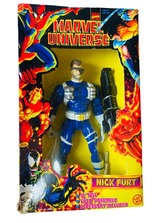 Toy Biz Marvel Universe Nick Fury 1998 10” Avengers Action Figure Vintage New