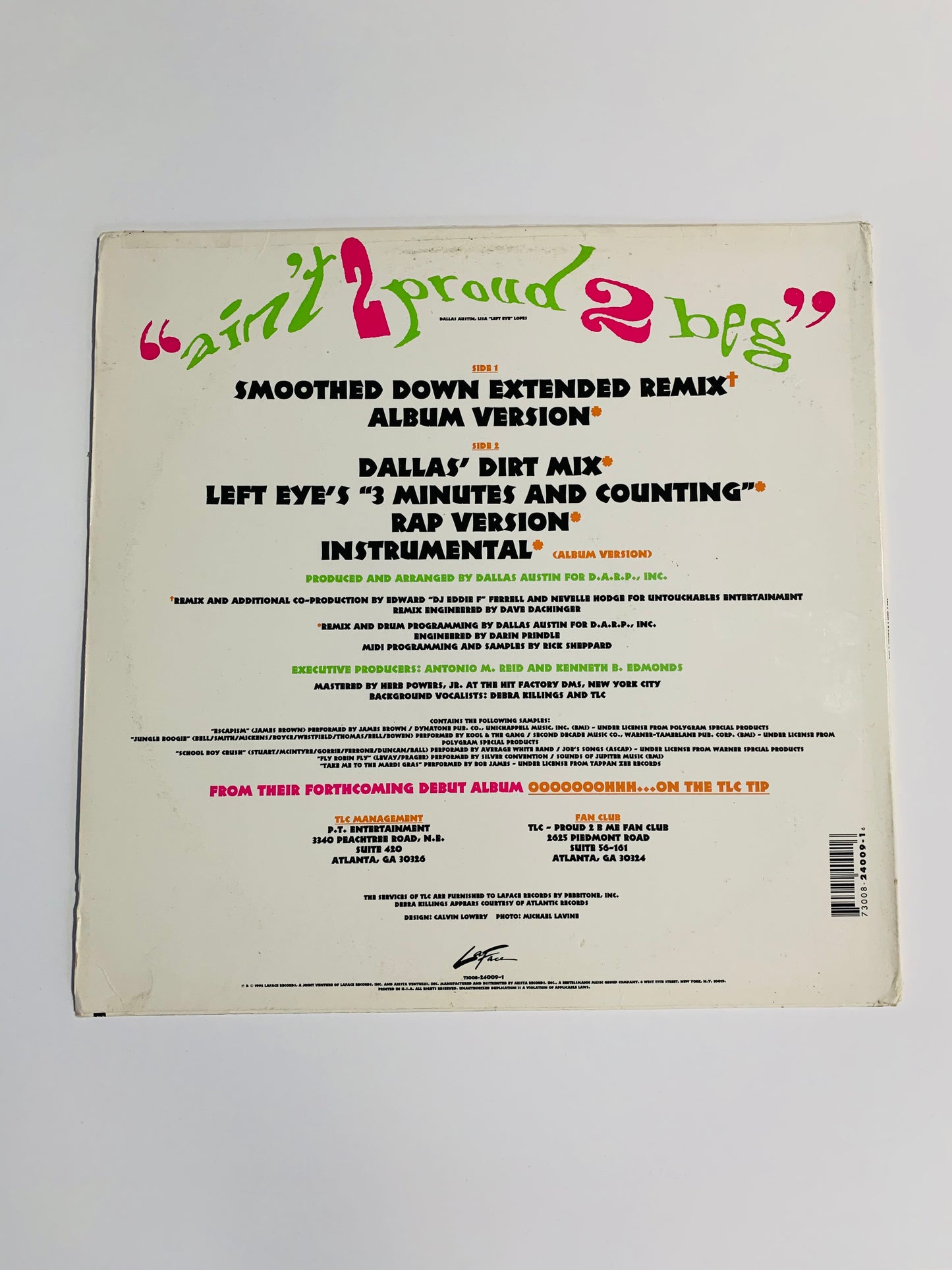 1992 TLC Ain't 2 Proud 2 Beg Vinyl