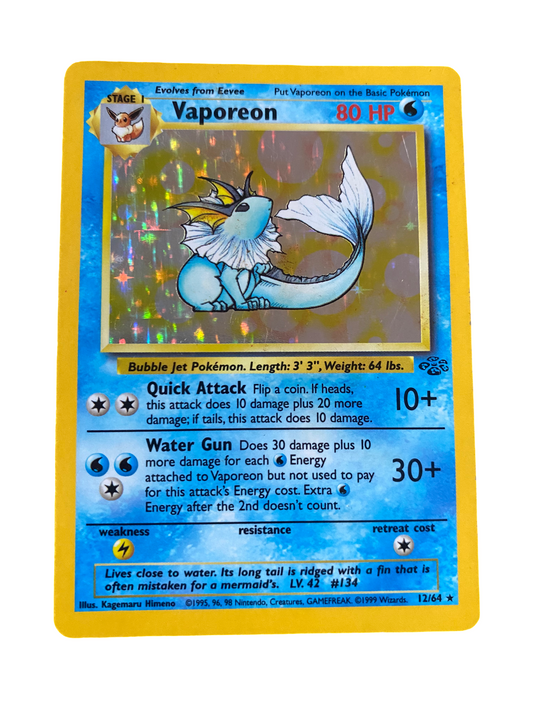 Vintage Pokémon Vaporeon Holo Foil Card (Jungle)