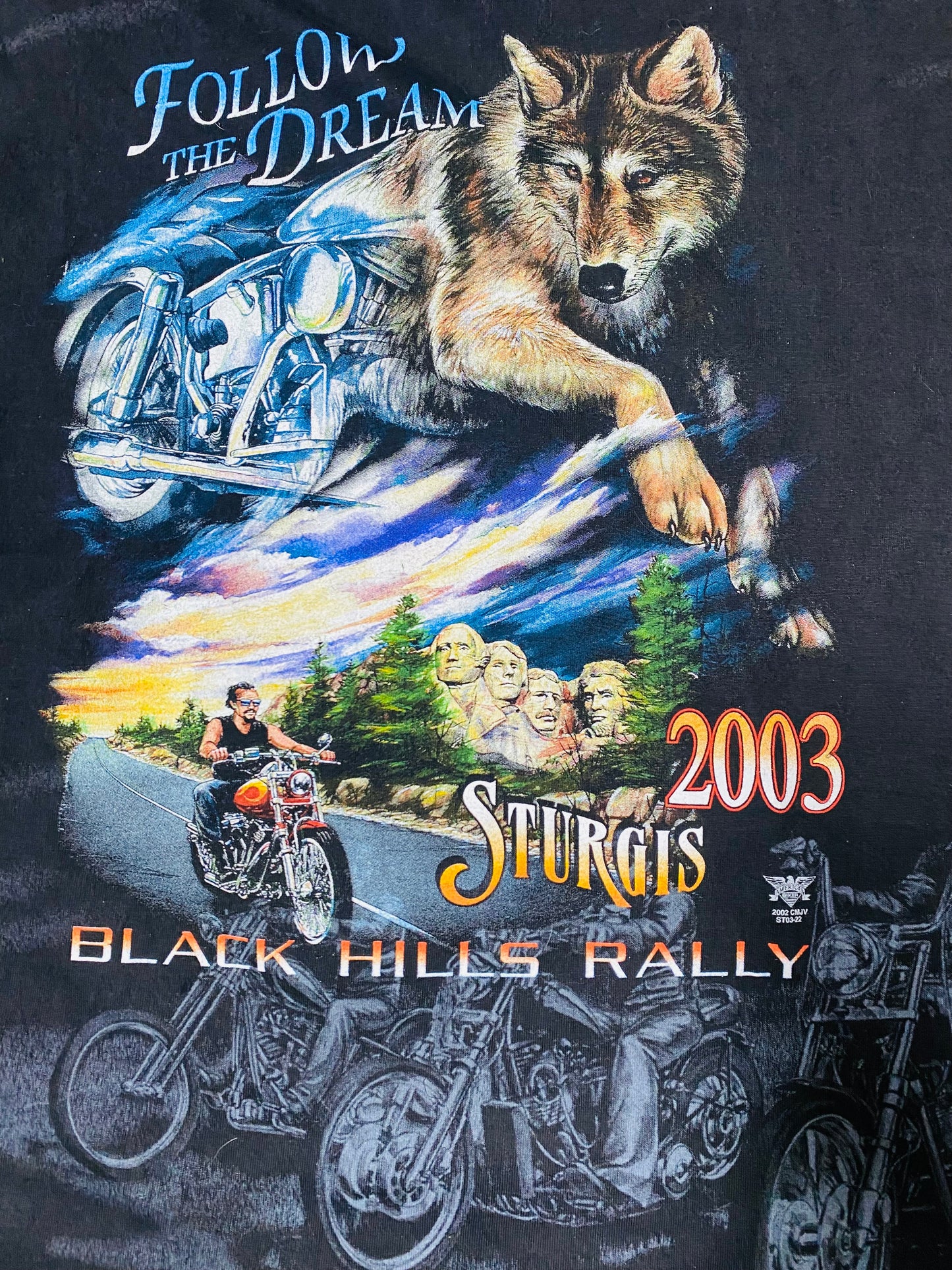 Vintage Y2K Sturgis Black Hills Rally Wolf Tee (New Sz XL)