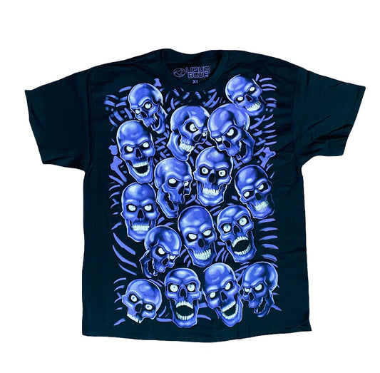 Liquid Blue Skull Pile Tee Purple (New)