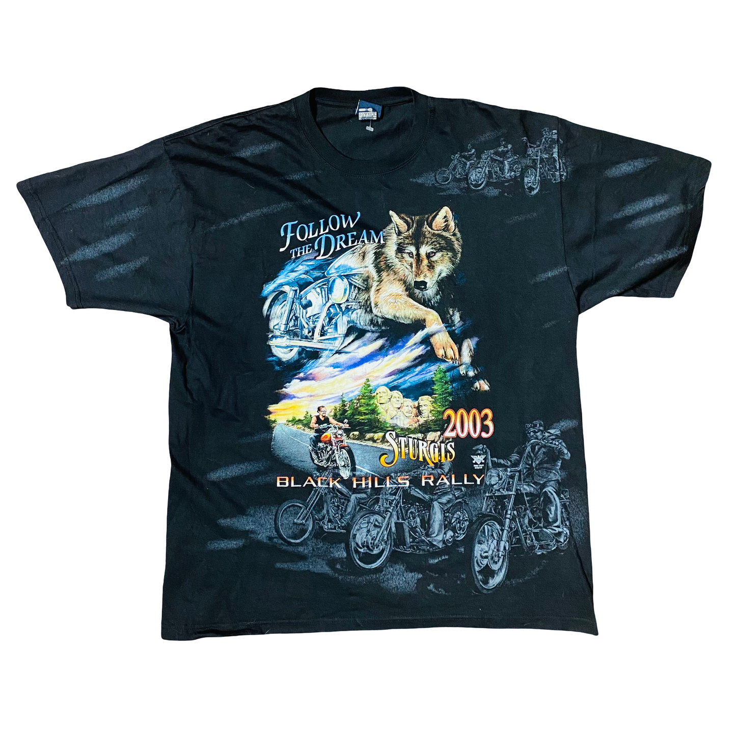 Vintage Y2K Sturgis Black Hills Rally Wolf Tee (New Sz XL)