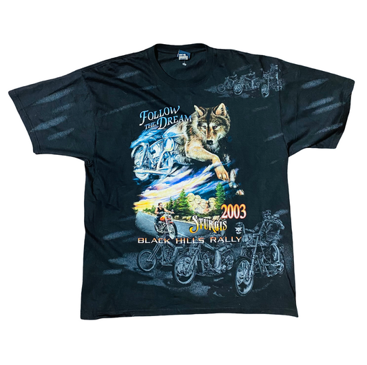 Vintage Y2K Sturgis Black Hills Rally Wolf Tee (New Sz XL)