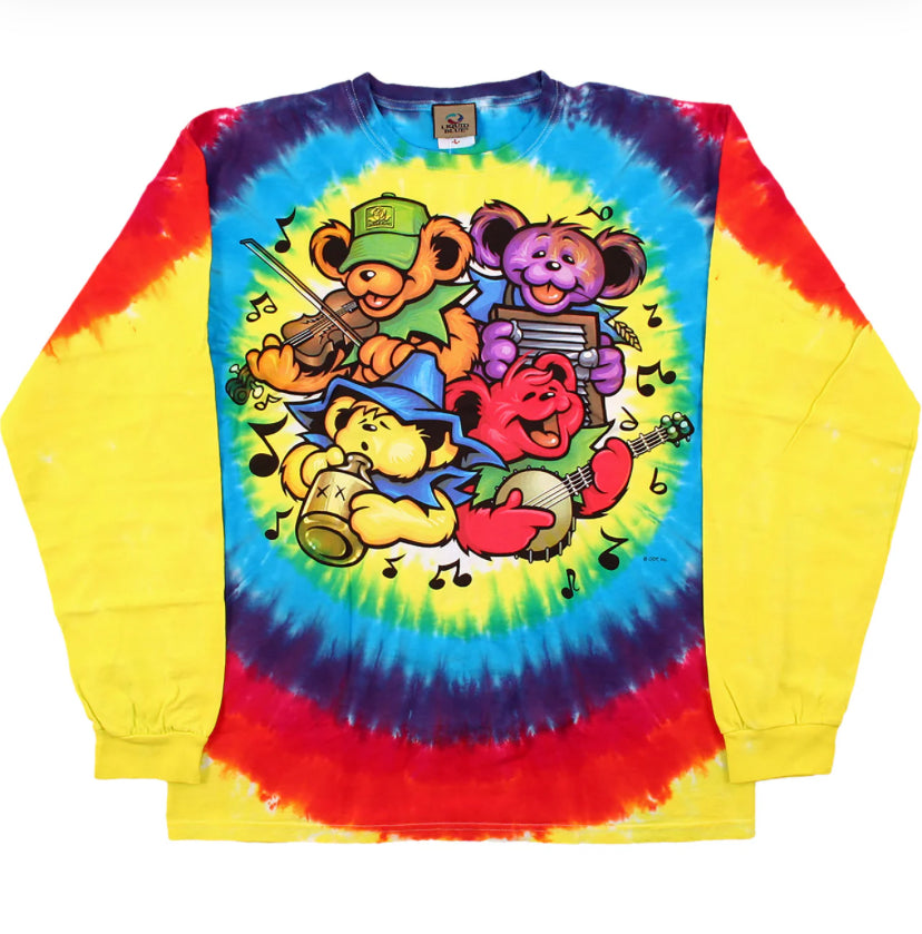 Liquid Blue Grateful Dead Bears Tye Dye Long Sleeve (New Sz XL)