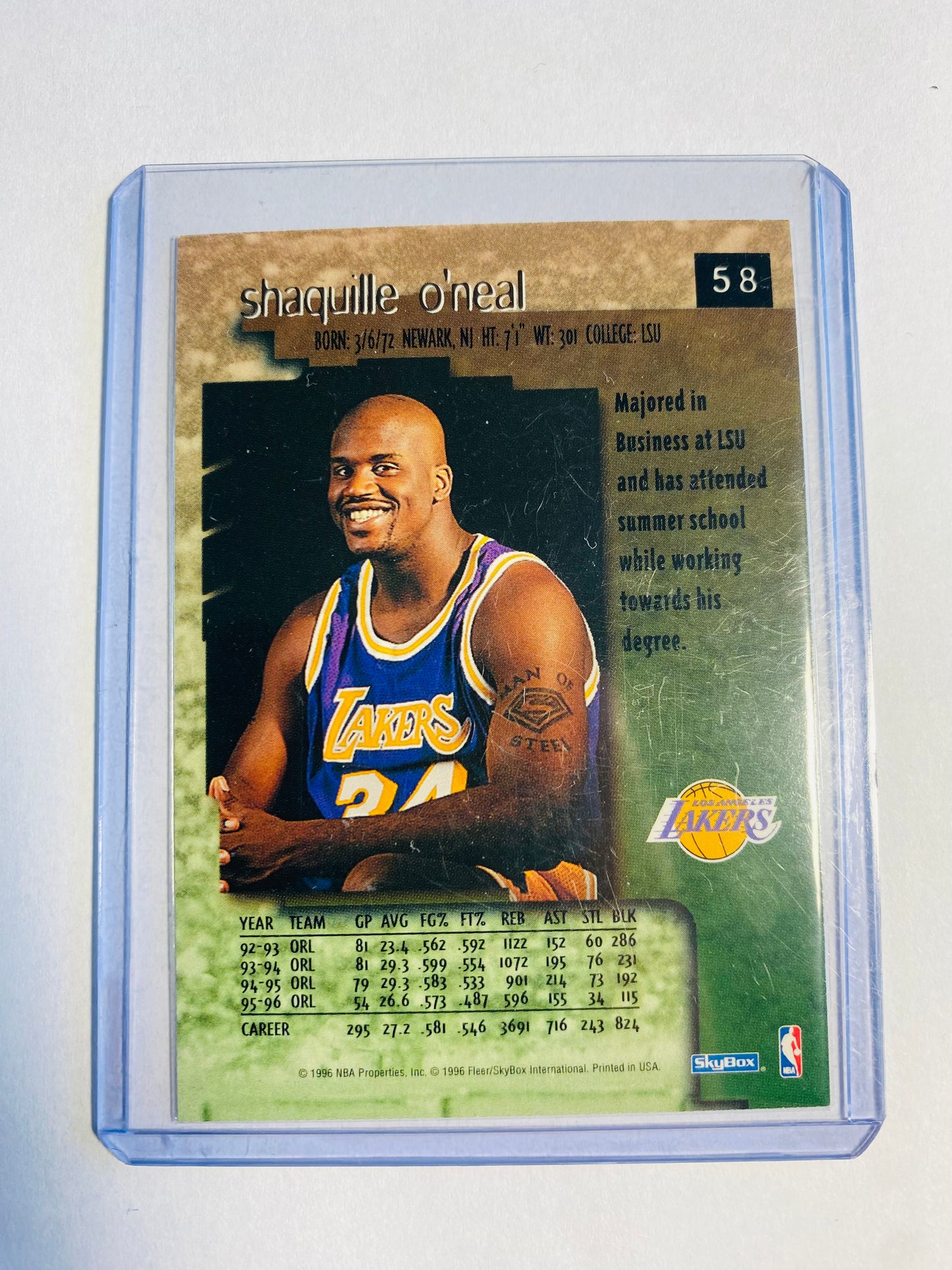 Vintage Shaq Lakers Skybox Card (96’)