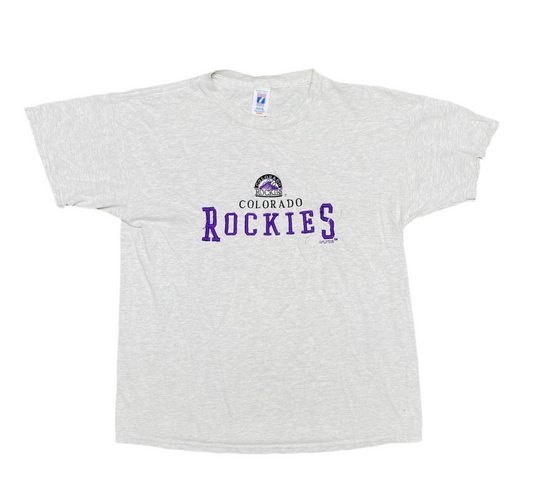 Vintage Logo 7 Colorado Rockies Tee (Sz L)
