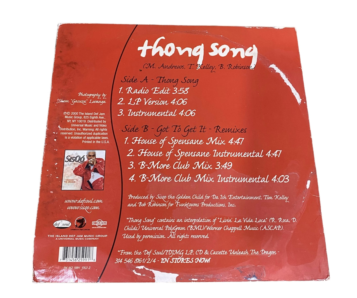 Sisqo Thong Song Vinyl